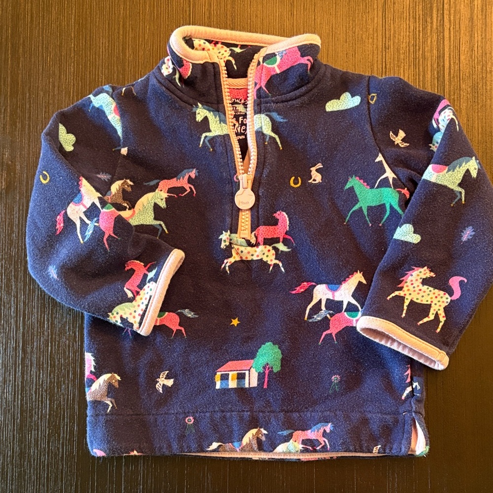 Joules Navy Horse Print Half-Zip Pullover